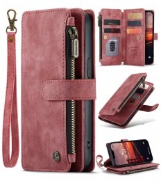 CaseMe-TelefoonhoesjegeschiktvoorAppleiPhone14-WalletBookCasemetritssluiting-Magneetsluiting-Rood