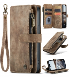 CaseMe-TelefoonhoesjegeschiktvoorAppleiPhone14-WalletBookCasemetritssluiting-Magneetsluiting-Bruin