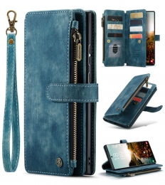 CaseMe-TelefoonhoesjegeschiktvoorSamsungGalaxyS20Ultra-WalletBookCasemetritssluiting-Magneetsluiting-Blauw
