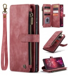 CaseMe-TelefoonhoesjegeschiktvoorSamsungGalaxyS20Ultra-WalletBookCasemetritssluiting-Magneetsluiting-Rood