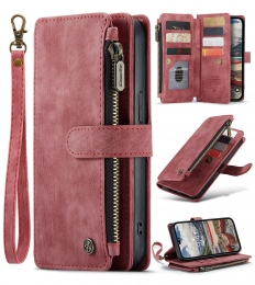 CaseMe-TelefoonhoesjegeschiktvoorAppleiPhone14ProMax-WalletBookCasemetritssluiting-Magneetsluiting-Rood