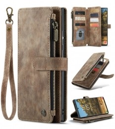 CaseMe-TelefoonhoesjegeschiktvoorSamsungGalaxyS20Ultra-WalletBookCasemetritssluiting-Magneetsluiting-Bruin