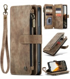 CaseMe-TelefoonhoesjegeschiktvoorAppleiPhone14Pro-WalletBookCasemetritssluiting-Magneetsluiting-Bruin