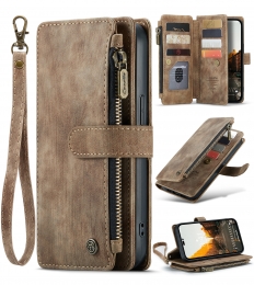 CaseMe-TelefoonhoesjegeschiktvoorAppleiPhone14ProMax-WalletBookCasemetritssluiting-Magneetsluiting-Bruin