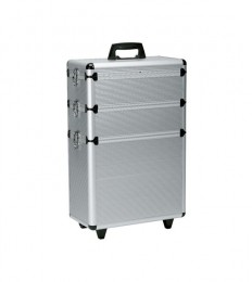 SibelAluminiumkoffer3-deligopwieltjesZilver65x43x22cm