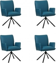 Setvan4BlauwelerenindustriledraaibareeetkamerstoelenElite-ToledoLeerTurquoiseblauwleer