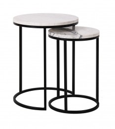 RichmondBijzettafelLexingtonMarmerenStaalSetvan2stuks-Zwart-Rond