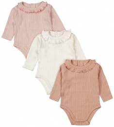 DirkjeOrganicPinkMaat5056LangeMouwRomper3Stuks