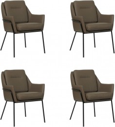 Setvan4BruinelerenindustriledesigneetkamerstoelenMix-ToledoLeerMossbruinleer