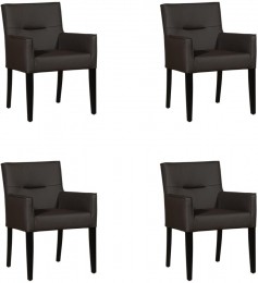 Setvan4DonkerbruinelerenlandelijkeeetkamerstoelenLook-HermesLeerCaffedonkerbruinleer