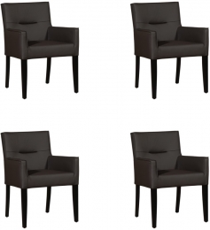Setvan4DonkerbruinelerenlandelijkeeetkamerstoelenLook-HermesLeerCaffedonkerbruinleer