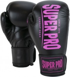 SuperProCombatGearChampKickBokshandschoenen-ZwartRoze-10oz