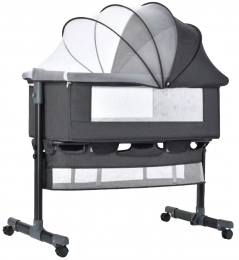 EcoBabyDonkergrijsWiegAanBed