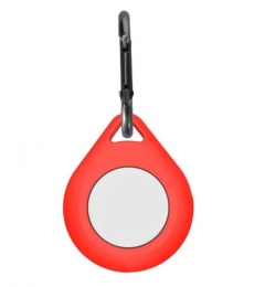 Case2go-SiliconenhoesjegeschiktvoorAppleAirTag-Metkarabijnhaak-Rood-airtag-sleutelhanger-airtaghouder-airtagcase-airtaghoesje-airtagcover-Rood