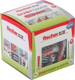 Fischer535464UniverselePlugDuoPowerS-8X40mm-PH2-Bolkopschroef50st
