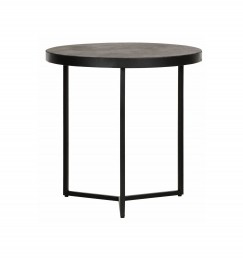 MUSTLivingBijzettafelHarmonyLederenmetaal50cm-Zwart-Rond