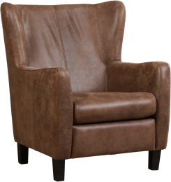 BruinelerenlandelijkeoorfauteuilHug-poothoutbruin-VintageLeerBrownbruinleer