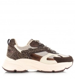 POSHPoelmansneakerbrownanimalMeshDames