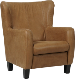 BruinelerenlandelijkeoorfauteuilHug-poothoutzwart-KeniaLeerBrownbruinleer