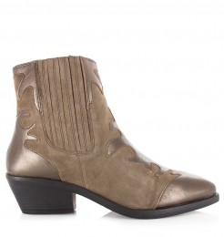 TessyLeatherTaupeMetalicBronzeSuedeDames