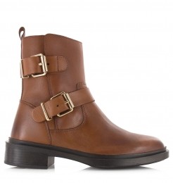 Poelman-LerenbootmetgoudkleurigegeLeerDames