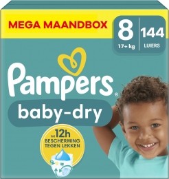 Pampers-BabyDry-Maat8-MegaMaandbox-144luiers-17KG