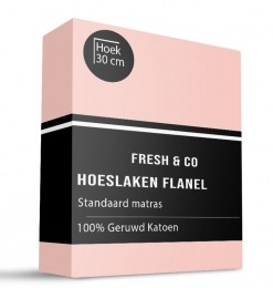 Sale-40Hoeslaken-FlanelKatoen-160x200cm-Roze-FreshAndCo-Dekbed-Discounternl