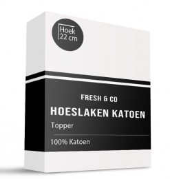 TopperHoeslaken-Katoen-Wit-180x210cm-Wit-FreshAndCo-Dekbed-Discounternl