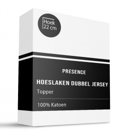 TopperHoeslaken-KatoenDubbelJersey-Wit-100x200cm-Wit-Presence-Dekbed-Discounternl