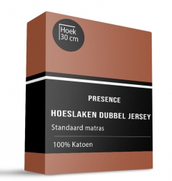 Hoeslaken-KatoenDubbelJersey-Cognac-80x200cm-Bruin-Presence-Dekbed-Discounternl