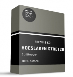 SplittopperHoeslaken-KatoenJerseyStretch-Truffel-200x200cm-Groen-FreshAndCo-Dekbed-Discounternl