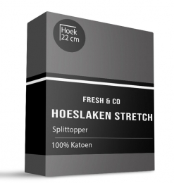 SplittopperHoeslaken-KatoenJerseyStretch-Antraciet-160x200cm-Antraciet-FreshAndCo-Dekbed-Discounternl