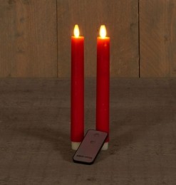 Bo2pcsrustiekroodwaxdinerkaars23cmbewvlammetafstandsbediening2xaa-Annascollection