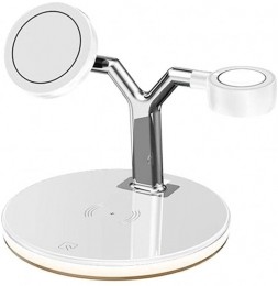 Draadlozesnelladervoormobieletelefoonsmartwatchenoordopjes-15W-3in1oplaadstation-Multifunctioneeldockingstation-Wit