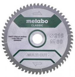 Metabo628066000MultiCutCirkelzaagblad-216X30X60T-HoutEpoxyAluminiumKunststof