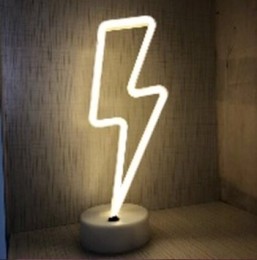LEDNeonTafellampBliksemOpBatterijenenUSB12x10x32cmKoelWit