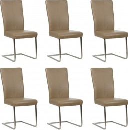 Setvan6TaupelerenindustrileeetkamerstoelenDare-pootvierkantrvs-ToledoLeerMoccataupeleer