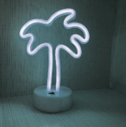 LEDNeonTafellampPalmOpBatterijenenUSB17x10x24cmKoelWit