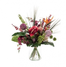 ZijdebloemboeketmetOrchideekunstplantexclvaasDriesprongCollection-Driesprongcollection