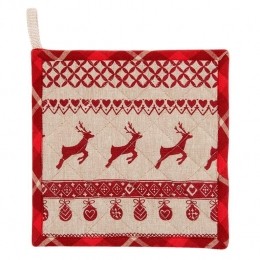 ClayreEefPannenlap20x20cmRoodBeigeKatoenKerst