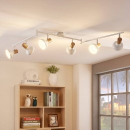 LindbyFridolinplafondspot160cm6-lampswitmetaal