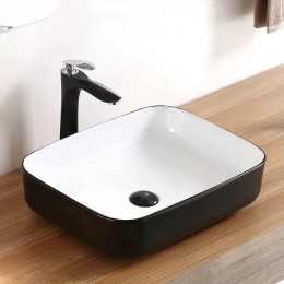 SaniclearBlitzwaskom50x40cmwastafelwitmetzwartebuitenkant