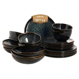 PalmerServiessetEccentricStoneware6-persoons24-deligBlauw