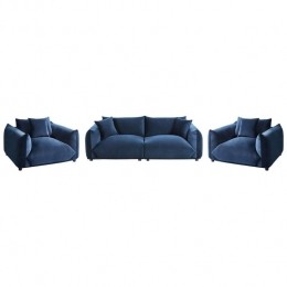 Beliani-LUVOS-Bankenset-Donkerblauw-Fluweel