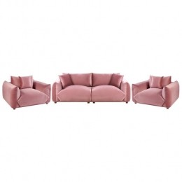 Beliani-LUVOS-Bankenset-Roze-Fluweel