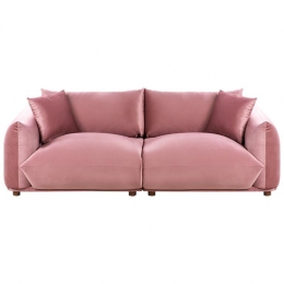 Beliani-LUVOS-Driezitsbank-Roze-Fluweel
