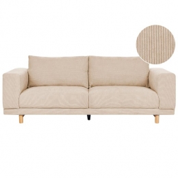 Beliani-NIVALA-Driezitsbank-Beige-Corduroy