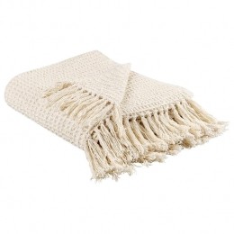 Beliani-MALU-Plaid-Lichtbeige-125x150cm-Katoen