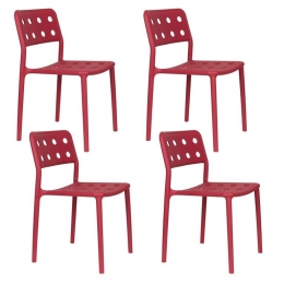 HousecraftLivingSerraTuinstoelenKunststofRood-Setvan4