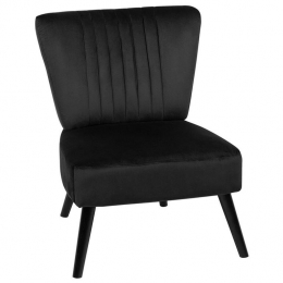 Beliani-VAASA-Fauteuil-Zwart-Fluweel